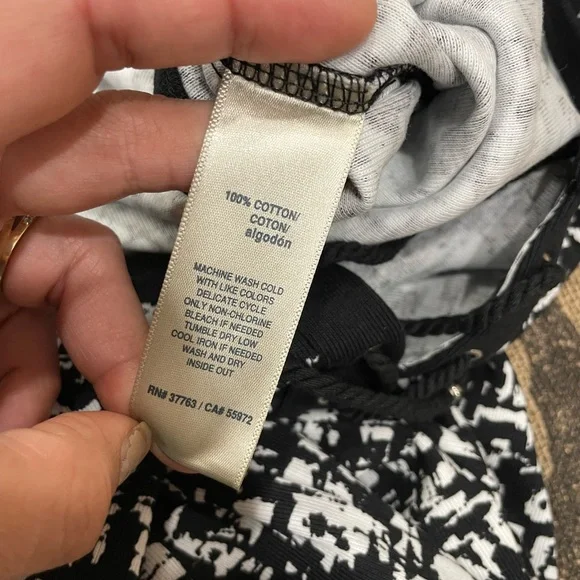 Rafaella NWOT! Black/White Print Tie Neck Sleeveless Dress Size S - Picture 7 of 14